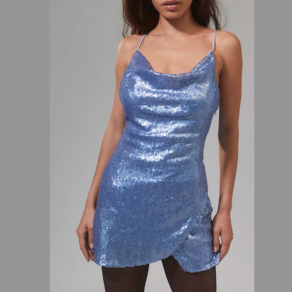 NWT UO A-list Sequin Cowl Neck Mini Dress